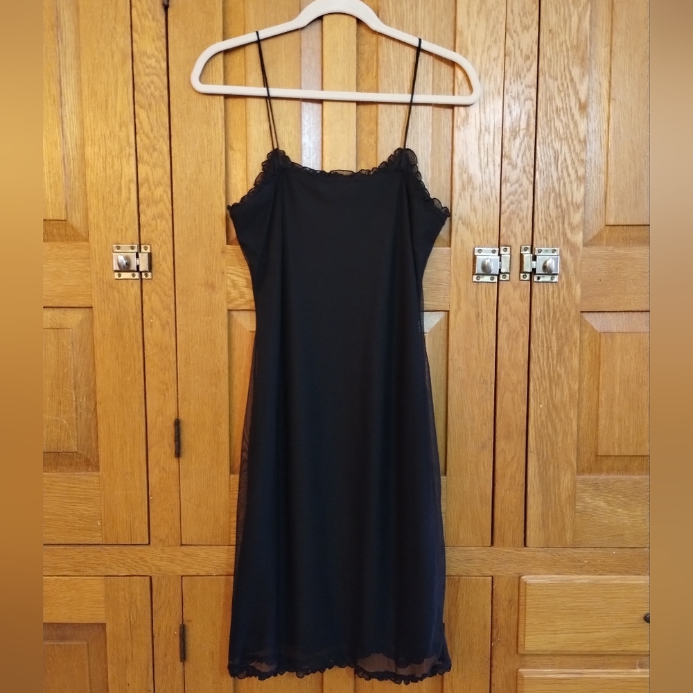 Vintage Ralph by RL inky black layered sleeveless lacy slinky little black dress